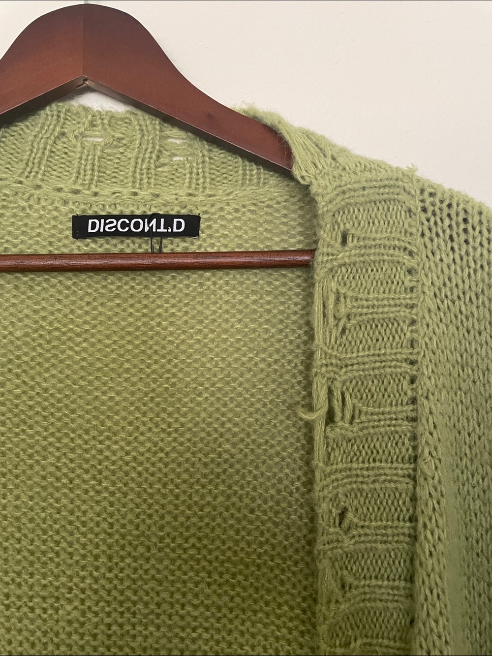 Distressed Green Knit Cardigan Men’s L